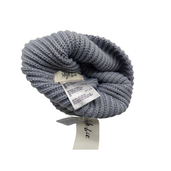 Style & Co Women's Solid Shine Cuff Beanie Gray - Picture 4 of 5
